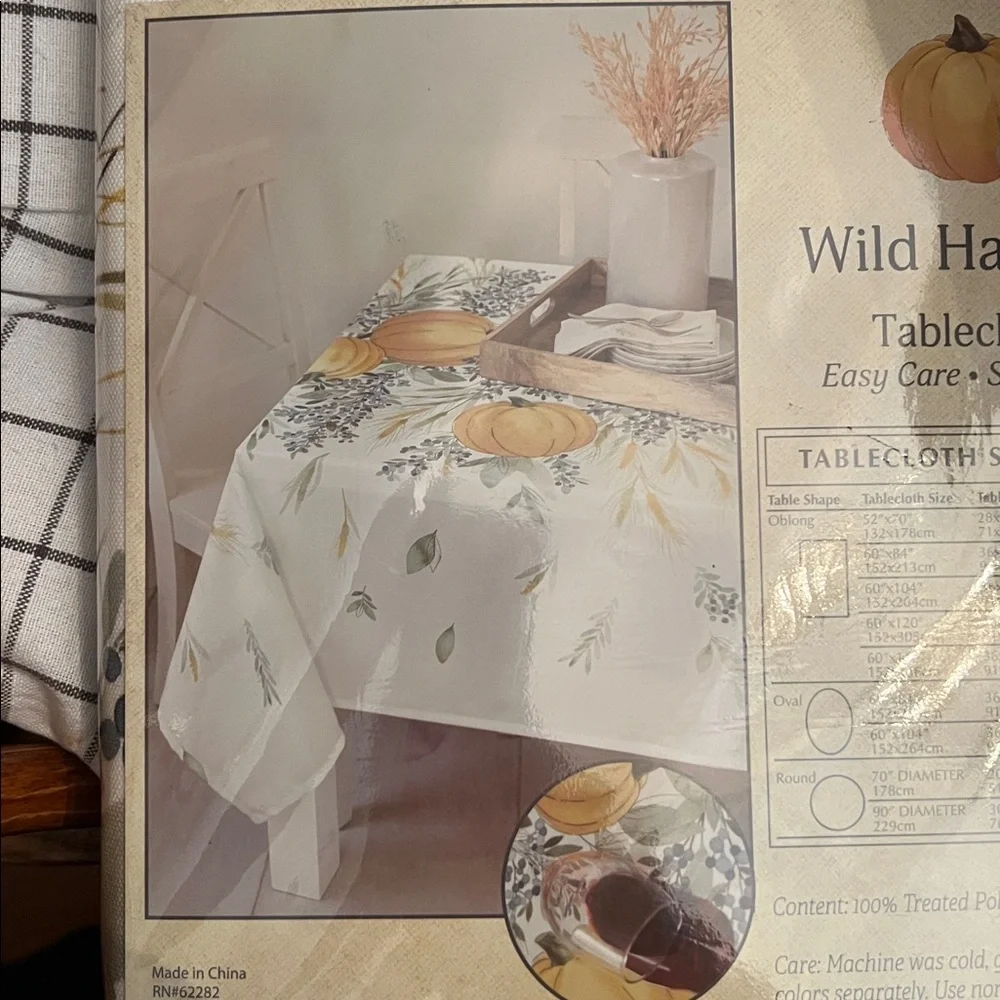 Wild Harvest Tablecloth 60” x 104” Oblong NWT